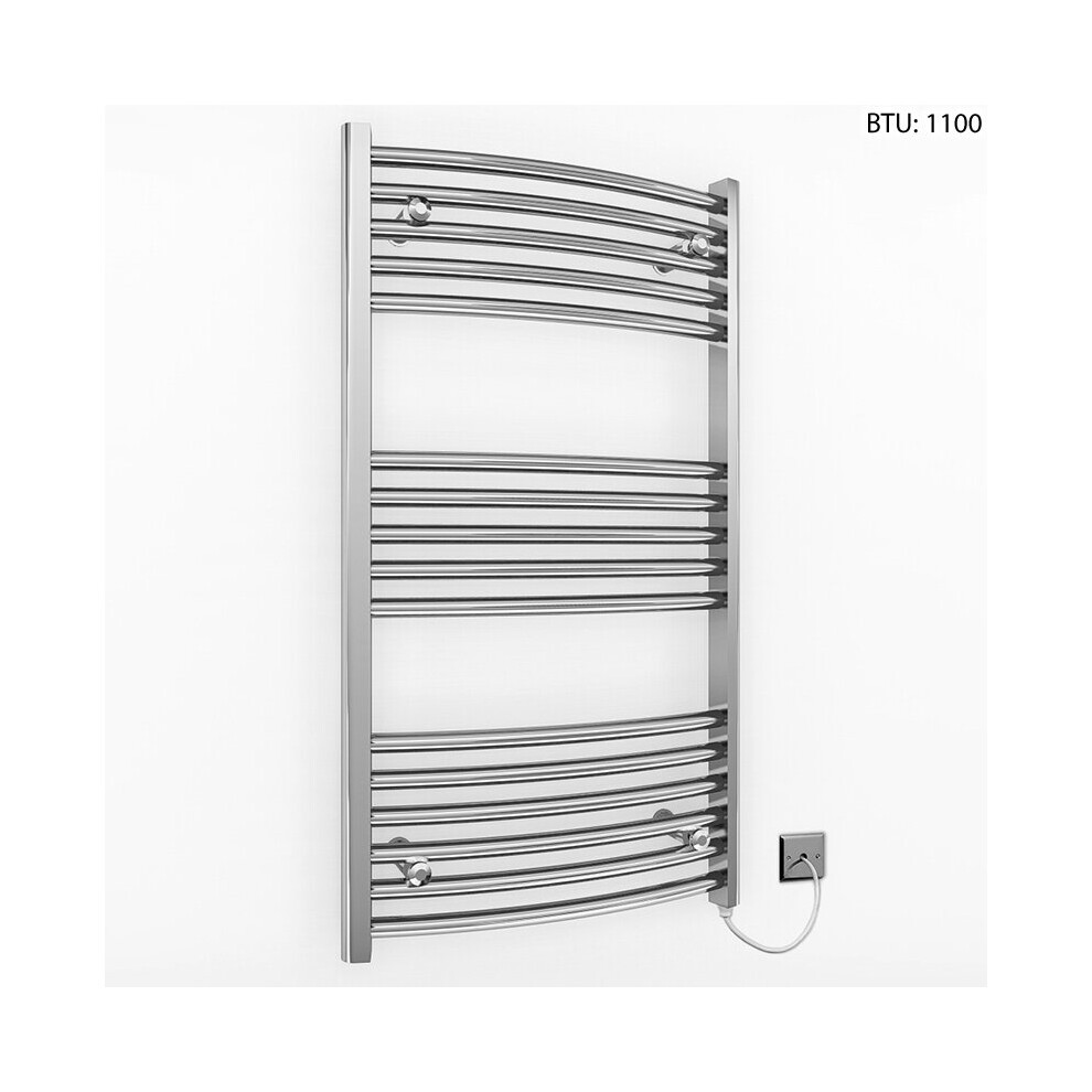 (600 X 900Mm (Btu: 1100)) Curved Chrome Electric Towel Rail Radiator 7427268763691