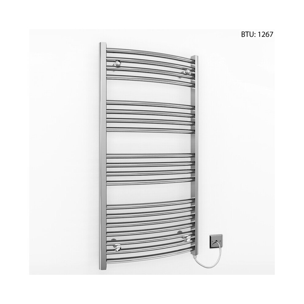 (600 X 1000Mm (Btu: 1267)) Curved Chrome Electric Towel Rail Radiator 7427268763707