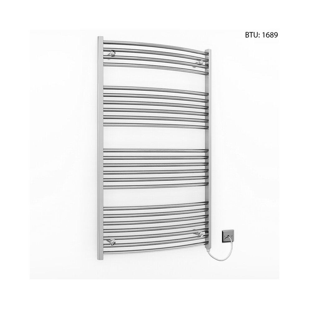 (700 X 1200Mm (Btu: 1689)) Curved Chrome Electric Towel Rail Radiator 7427268763776