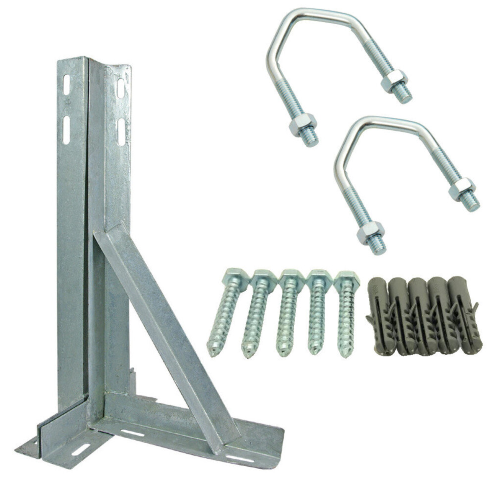 18 Inch Galvanised T&K Wall Mount Bracket With 2 X V Bolts + Sat Fixings Kit 3713794172019
