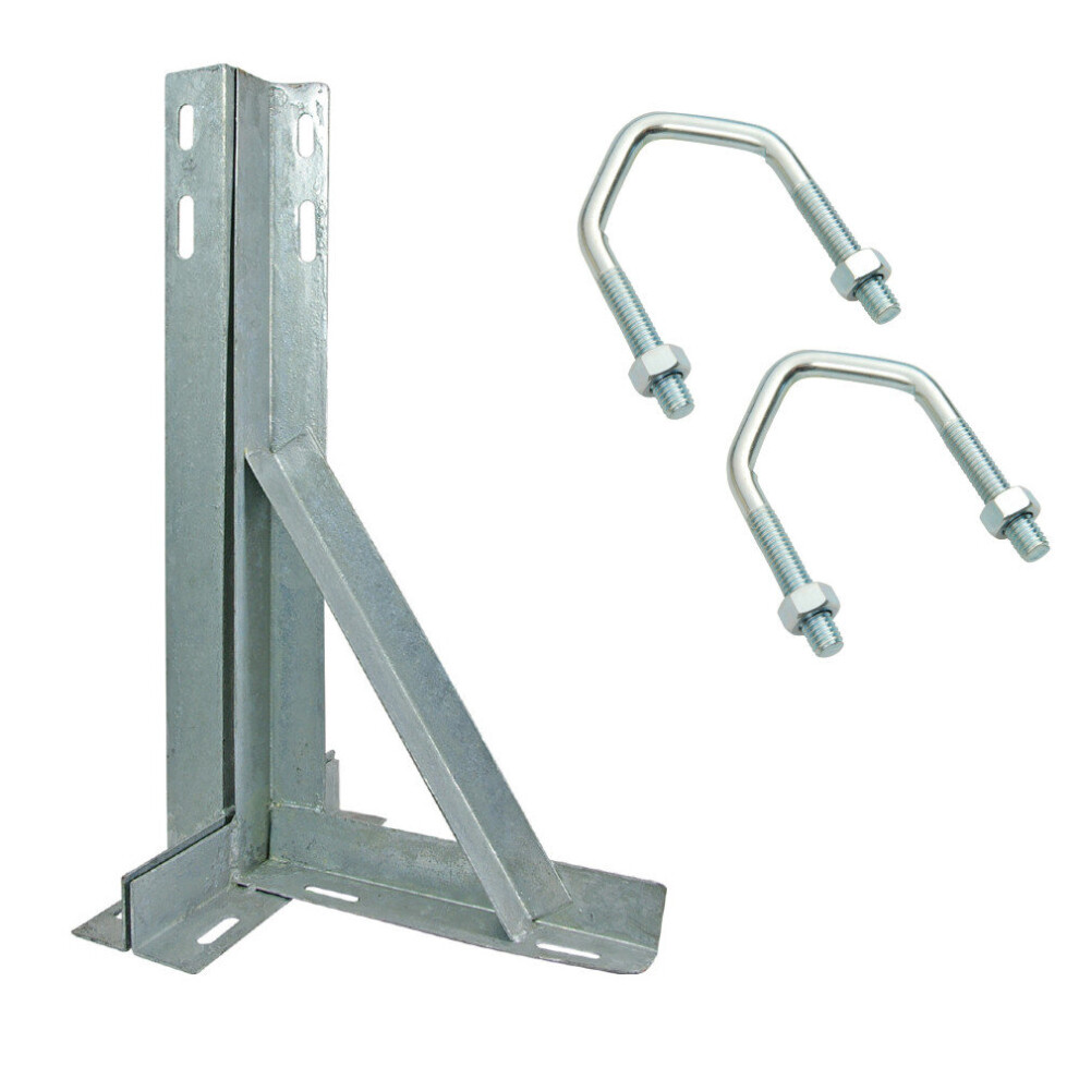 18 Inch Galvanised T&K Wall Mount Bracket For Aerial Or Satellite With 2 V Bolts 3713794172026