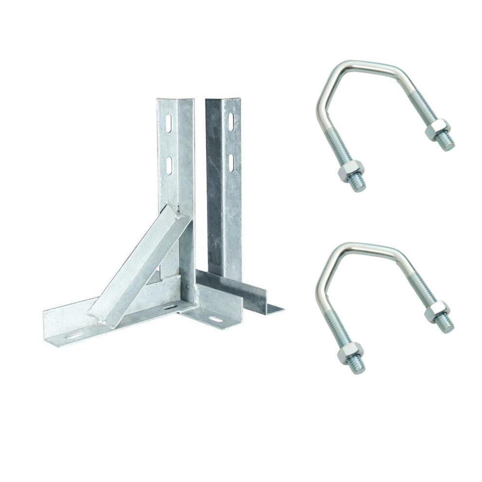 12 Inch Galvanised T&K Wall Mount Bracket For Aerial Or Satellite With 2 V Bolts 3713794162980
