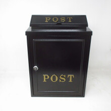 (Gold) Vintage Decor Black Lockable Post Mail Letter Box