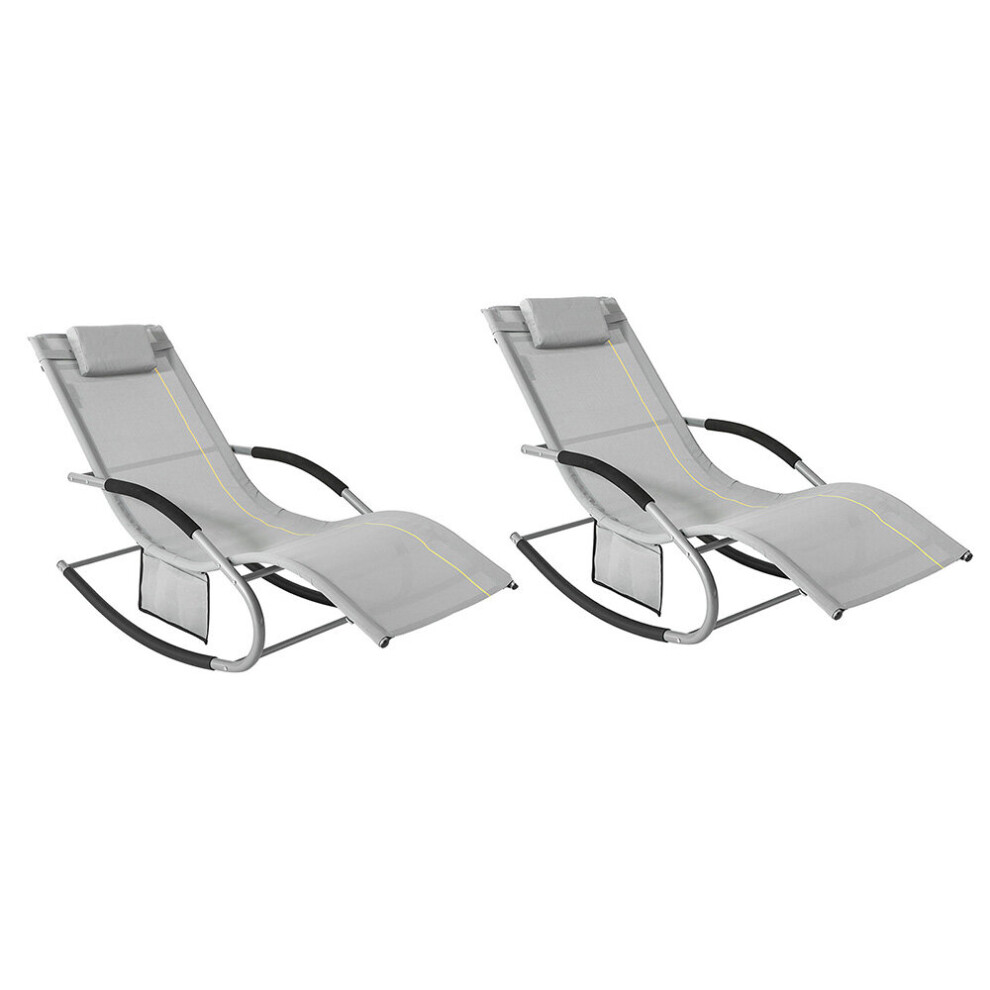 SoBuy Set of 2 Outdoor Garden Rocking Chair Grey OGS28-HGx2