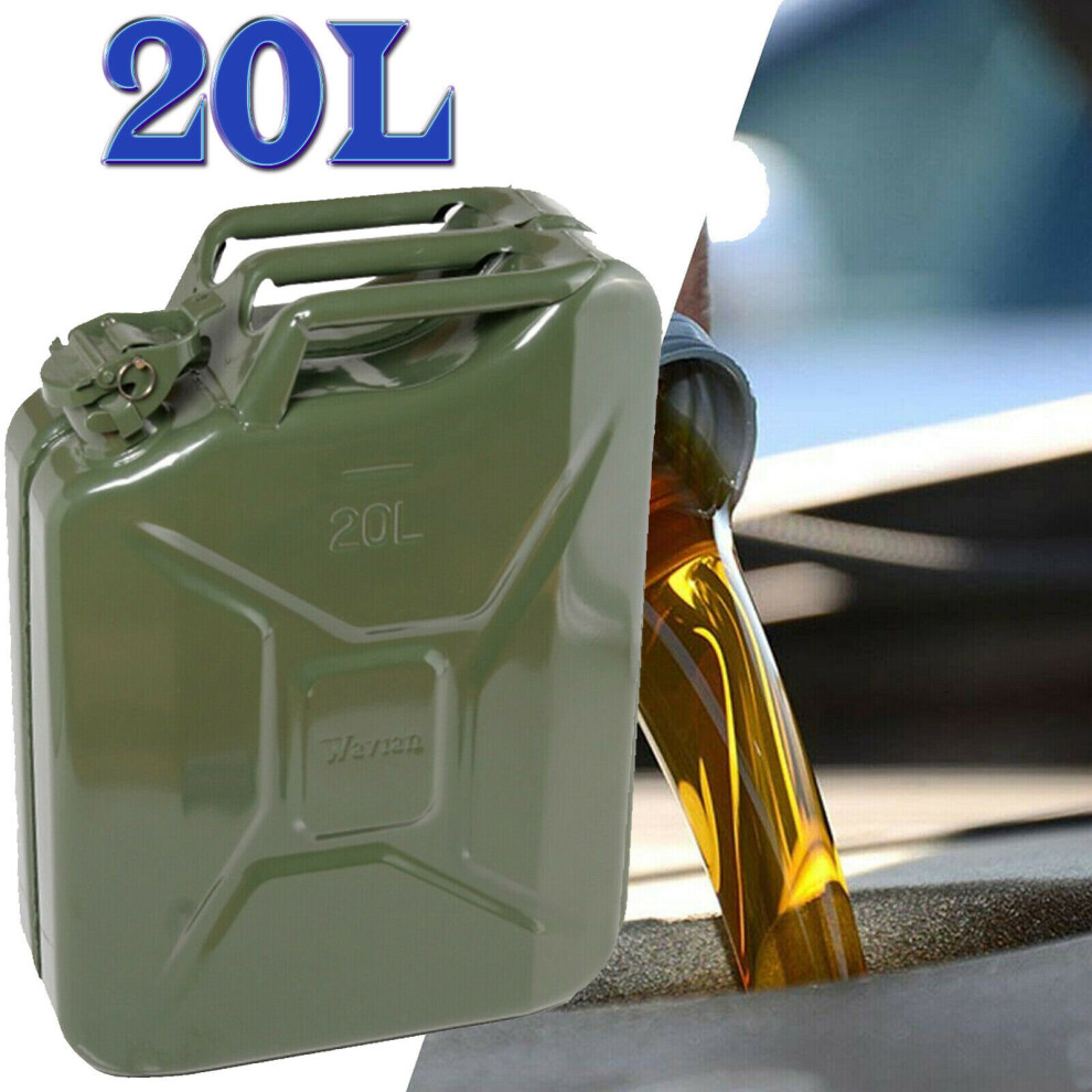 20L METAL JERRY CAN GREEN CAR STORAGE FUEL PETROL DIESEL CONTAINER