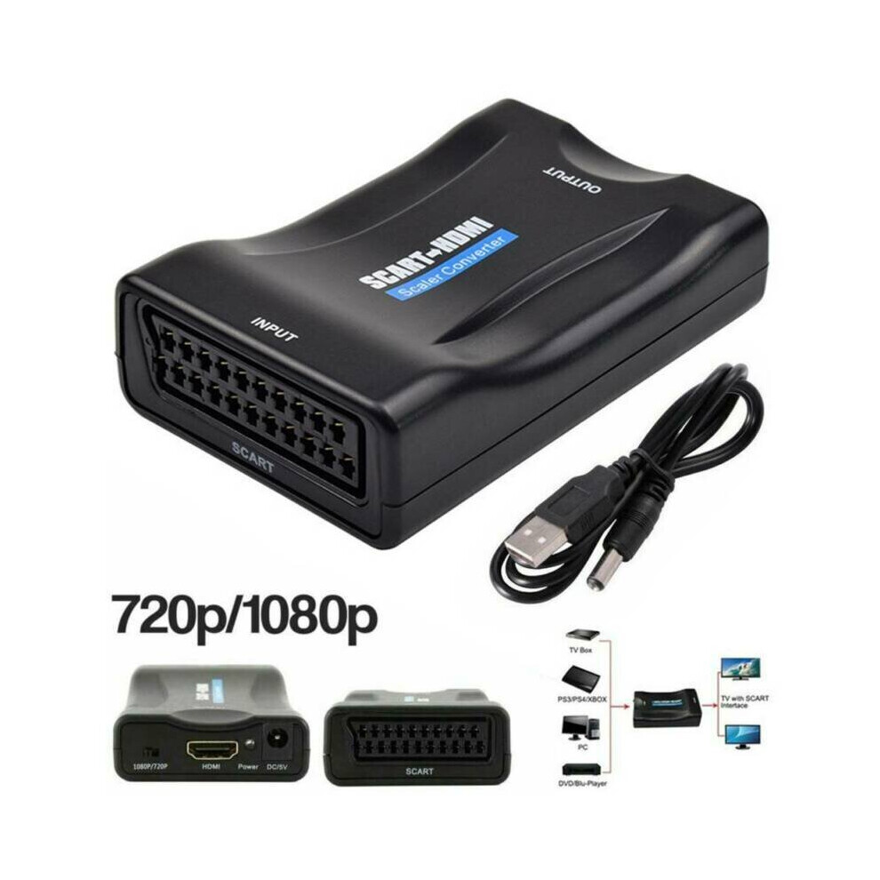 Scart To Hdmi Adapter 1080P Video Audio Upscale Converter Usb Cable For Tv Dvd 8246605714085