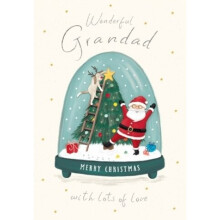 Wonderful Grandad Santa Snowglobe Christmas Card - Fun Illustrated Xmas Card