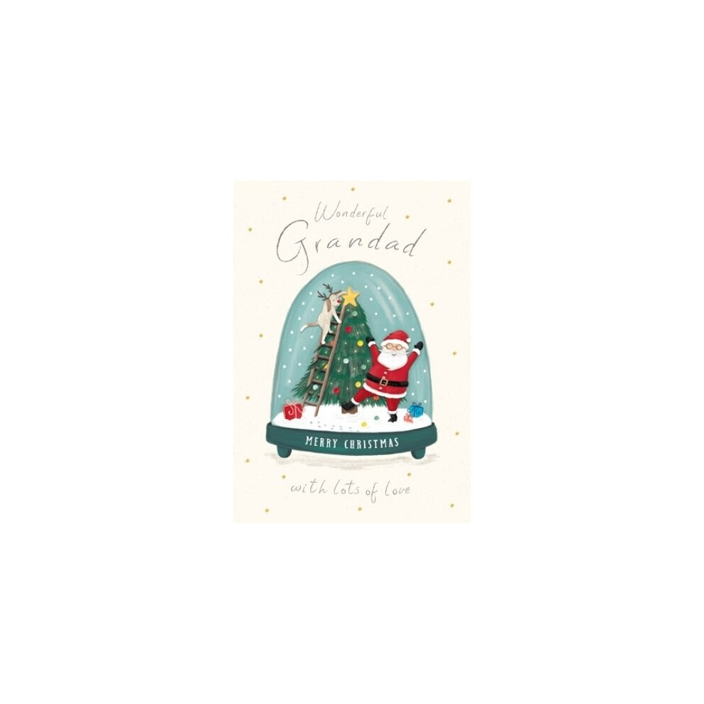 Woodmansterne Wonderful Grandad Santa Snowglobe Christmas Card - Fun Illustrated Xmas Card