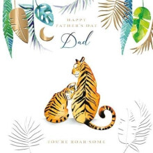 Luxury Tiger and Cub RoarSome Fathers Day Card – Gold Detail Illustrated Artwork