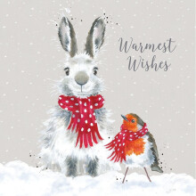 Luxury Robin and Hare Christmas Boxed Cards - Wrendale Designs Snow Angels