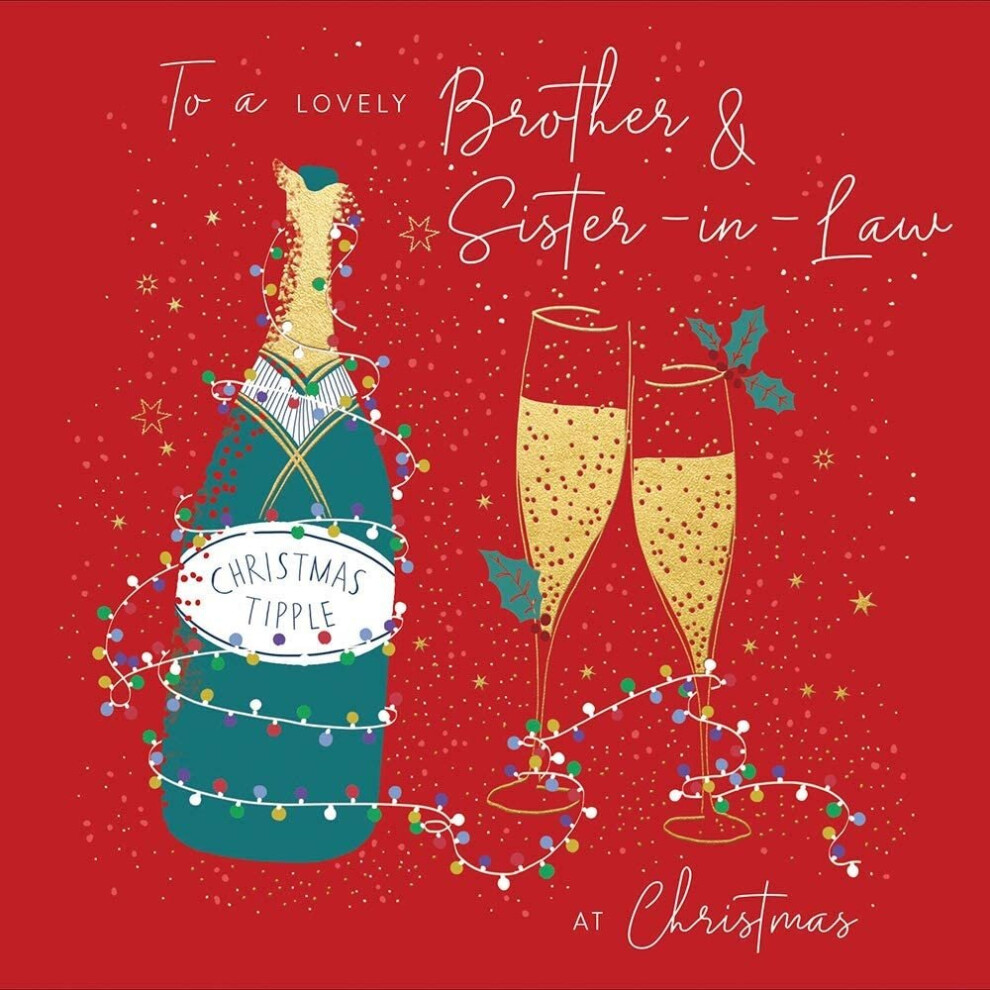 Lovely Brother and Sister-in-Law Greetings Card - Peach and Prosecco Xmas Cards