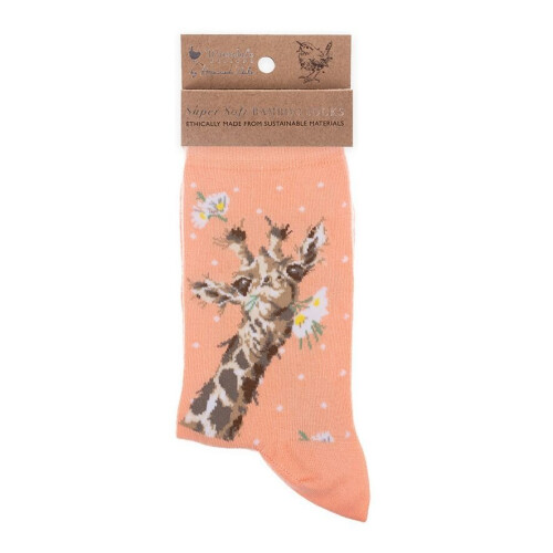 Wrendale Super Soft Flowers Giraffe Bamboo Socks - Wrendale Antibacterial One Size