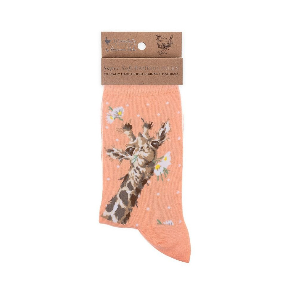 Wrendale Super Soft Flowers Giraffe Bamboo Socks - Antibacterial One Size