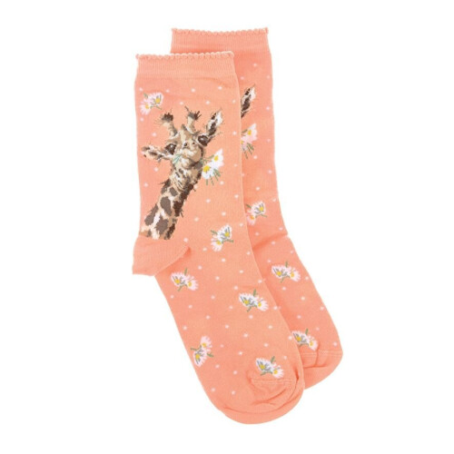 Wrendale Super Soft Flowers Giraffe Bamboo Socks - Wrendale Antibacterial One Size 1
