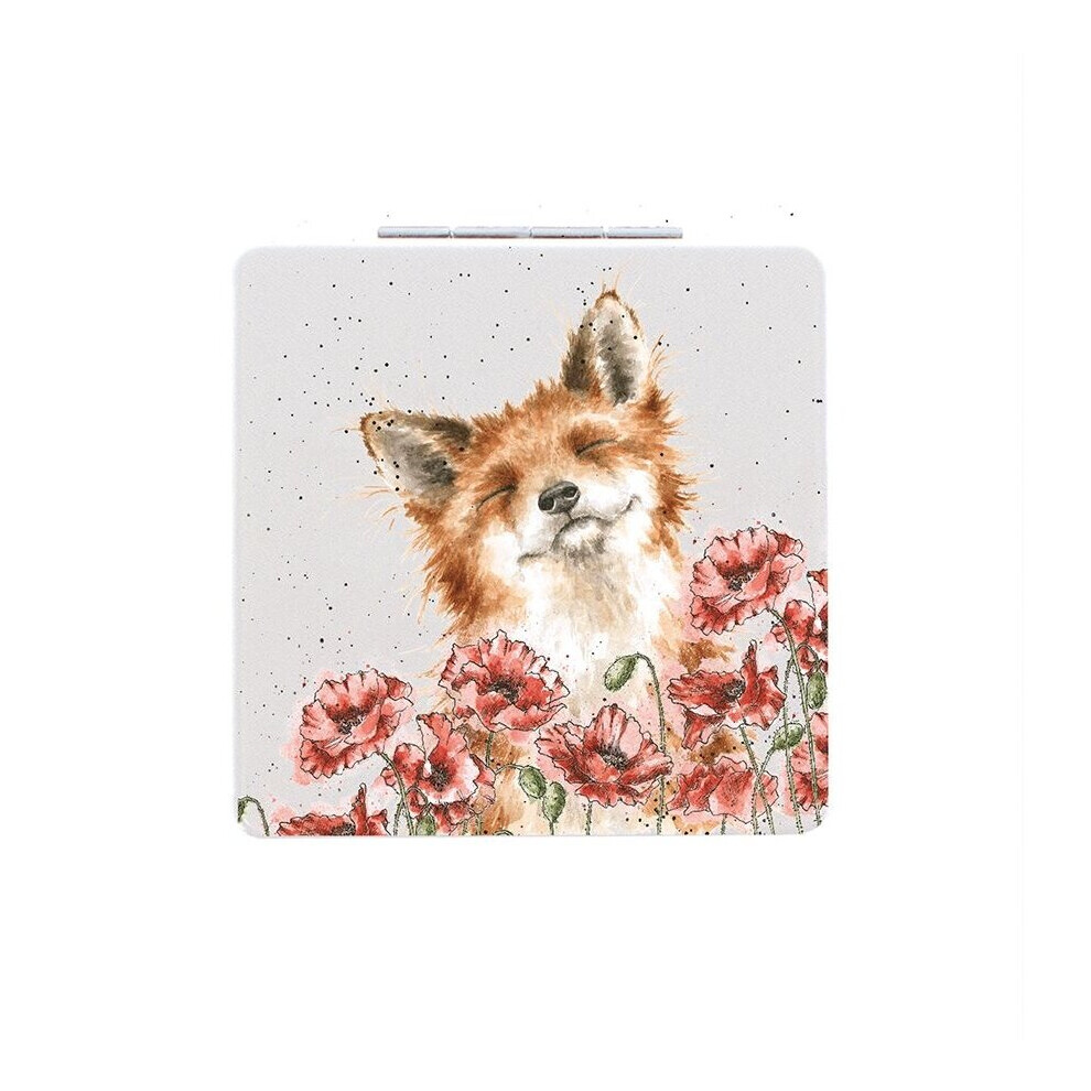 Wrendale Fox in the Poppy Field Compact Mirror and Illustrated Display Box