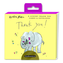Quentin Blake Elephant Thank You Note Card Wallet - Woodmansterne 8 Notelets
