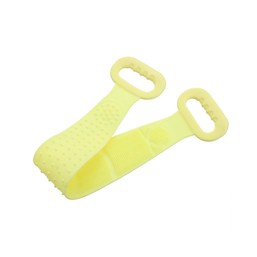 (Yellow) Body Cleaning Scrubber Bath Shower Silicone Brush