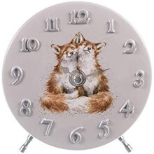 Wrendale Fox Mantel Clock - 12.8 x 12 x 5.8 cm – Grey Matt Finish Home Decor