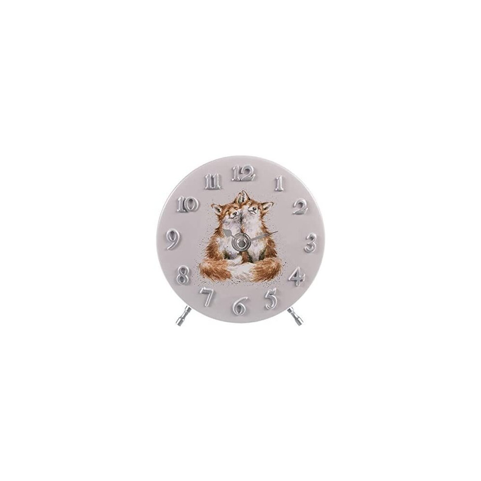 Wrendale Fox Mantel Clock - 12.8 X 12 X 5.8 Cm â Grey Matt Finish Home Decor