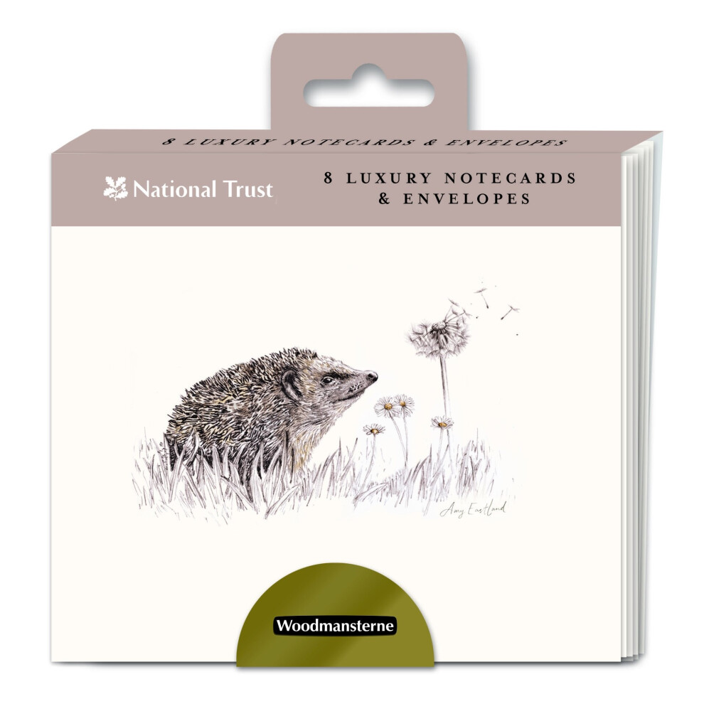 Woodmansterne National Trust Hedgehog Note Card Wallet - 8 Garden Quest Notelets