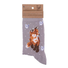 Super Soft Born To Be Wild Fox Bamboo Socks - Wrendale Antibacterial One Size