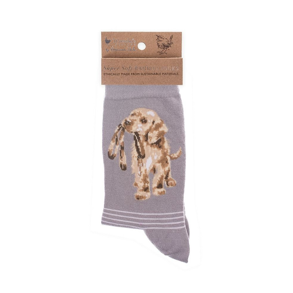 Super Soft Hopeful Labrador Puppy Bamboo Socks - Wrendale Antibacterial One Size