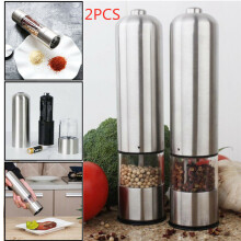 2Xlight Up Electric Salt&Pepper Mill Stainless Steel Electronic Grinder Pots Uk