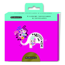 Elephant With Flowers Note Card Wallet - Woodmansterne 8 Illustrated Notelets