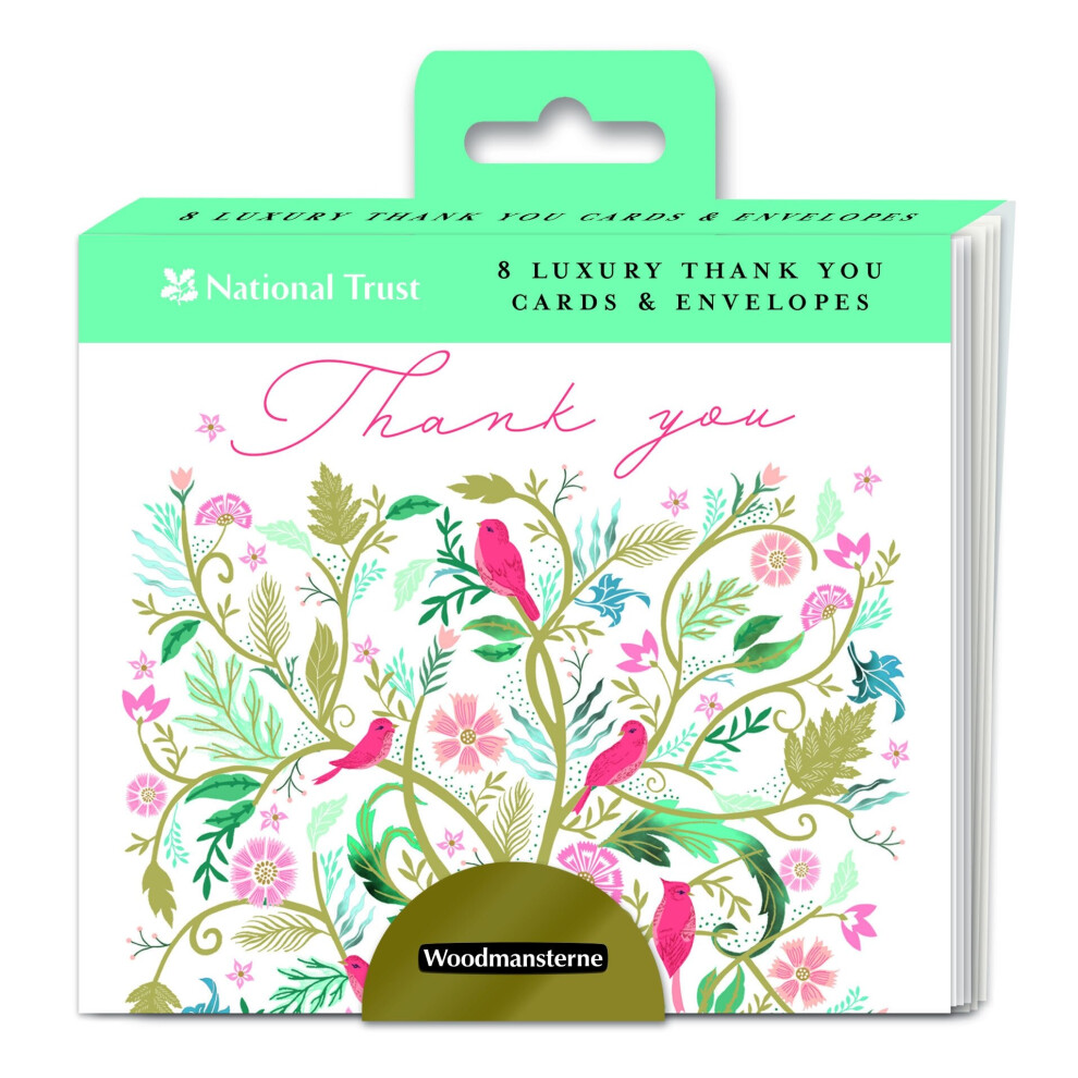 National Trust Bird Tree Thank You Note Card Wallet - Woodmansterne 8 Notelets