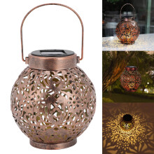 Solar Powered LED Moroccan Lantern Hanging Outdoor Garden Lamp Light