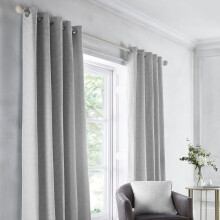 (Silver, 66 x 54 Inch) Dreams & Drapes Telford Leaf Jacquard Eyelet Lined Curtains