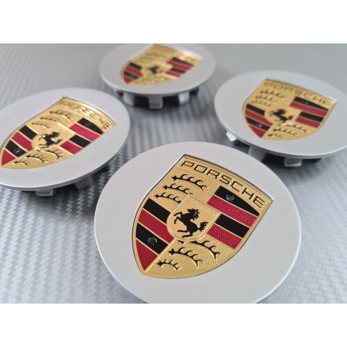 Porsche Wheel Centre Caps - 76mm - Silver 2