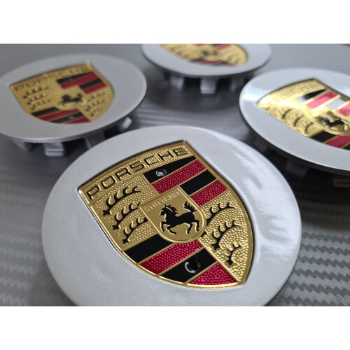 Porsche Wheel Centre Caps - 76mm - Silver 1