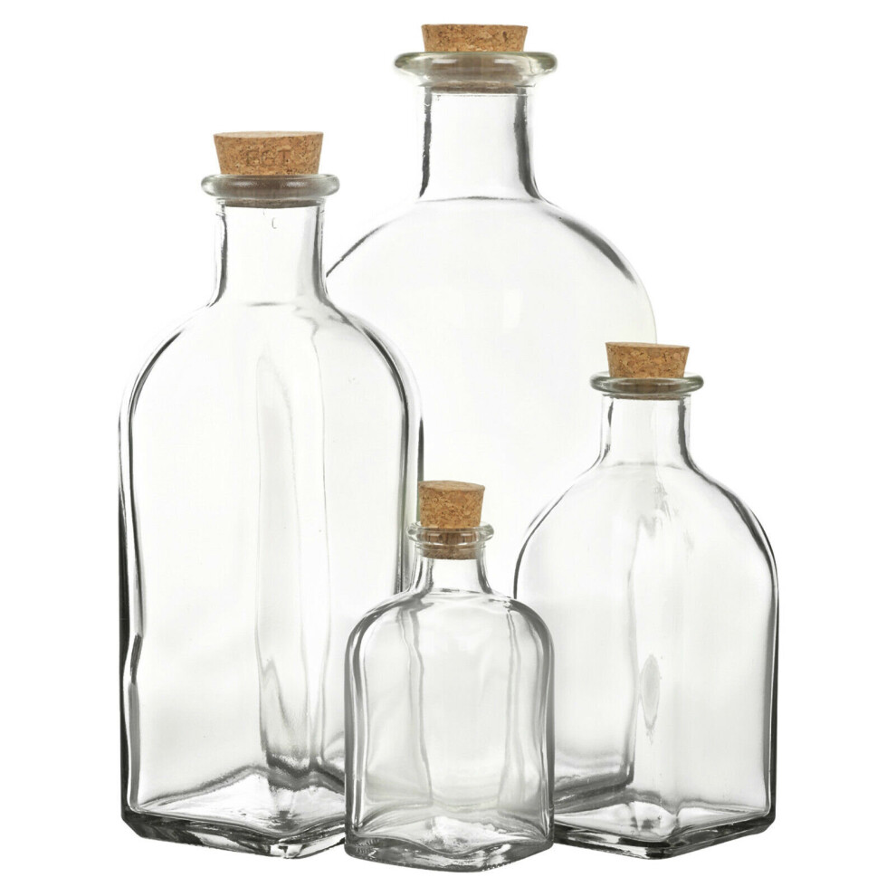 (500ml, 6) Glass Cork Stopper Lid Food Storage Bottle Jars