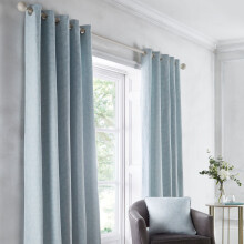 (Duck Egg, 46 x 54 Inch) Dreams & Drapes Telford Leaf Jacquard Eyelet Lined Curtains