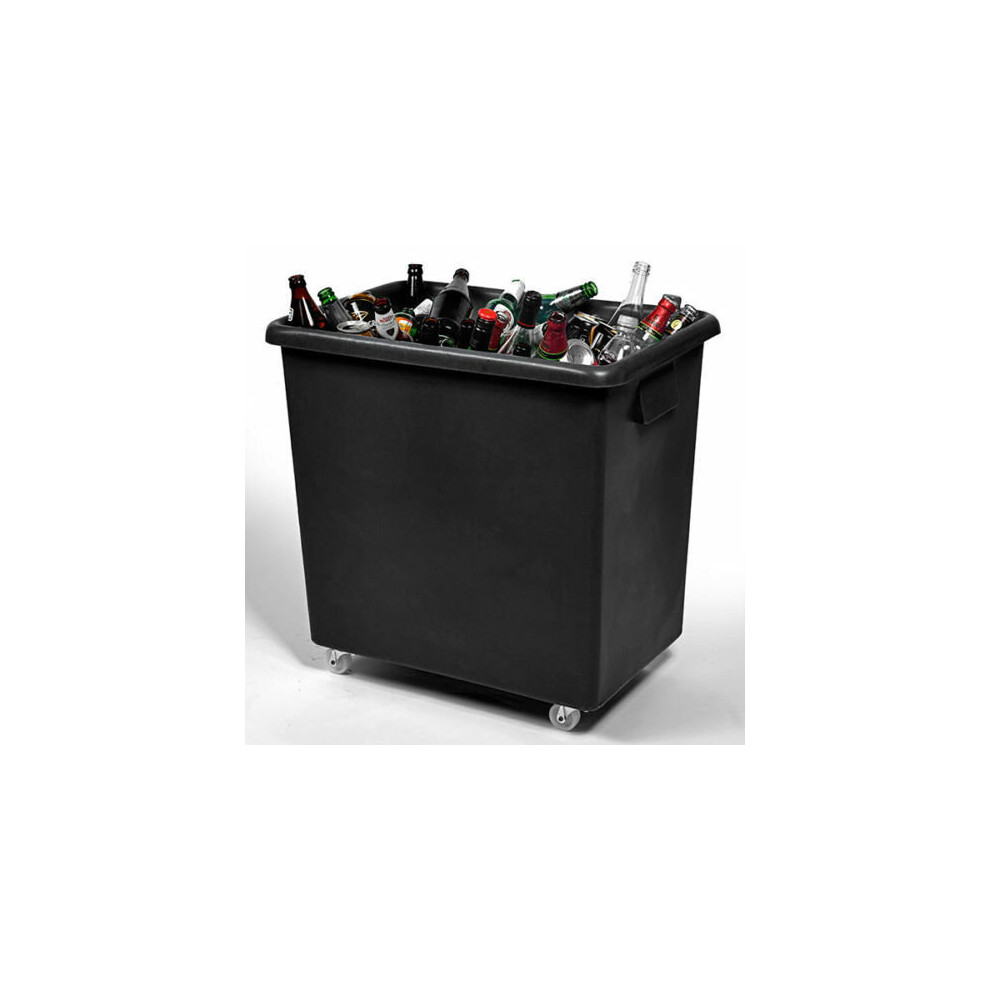 (Capacity: 250L - UNI040/B) Recycled Bottle Skip Black Bar Glass Recycling Bin Large
