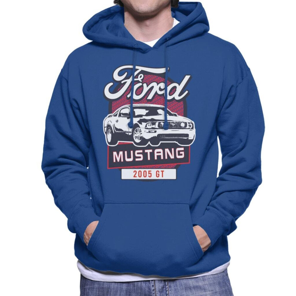 (2XL, Royal Blue) Ford Mustang 2005 GT Men's Hooded Sweatshirt