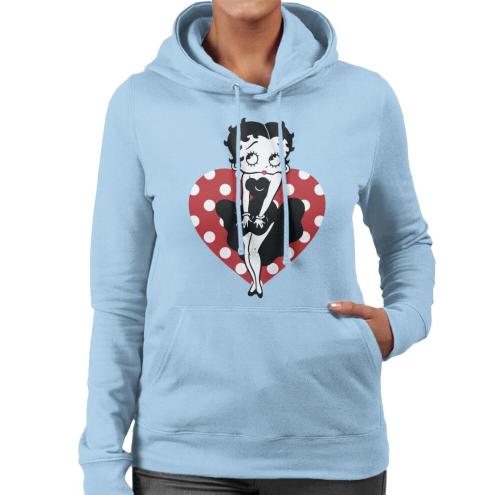 (M, Sky Blue) Betty Boop Parody Women's Hooded Sweatshirt