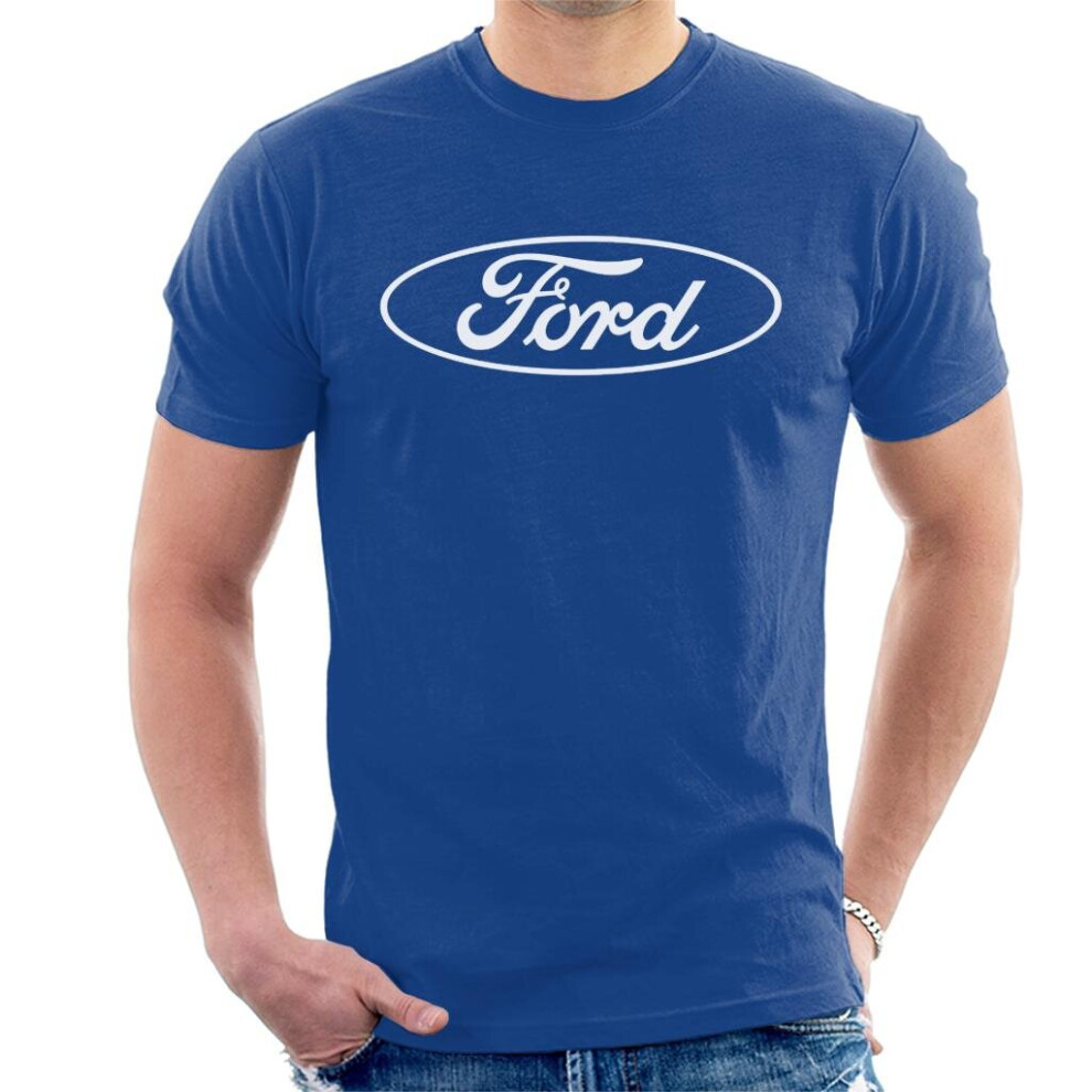 (XL, Royal Blue) Ford Classic White Logo Men's T-Shirt