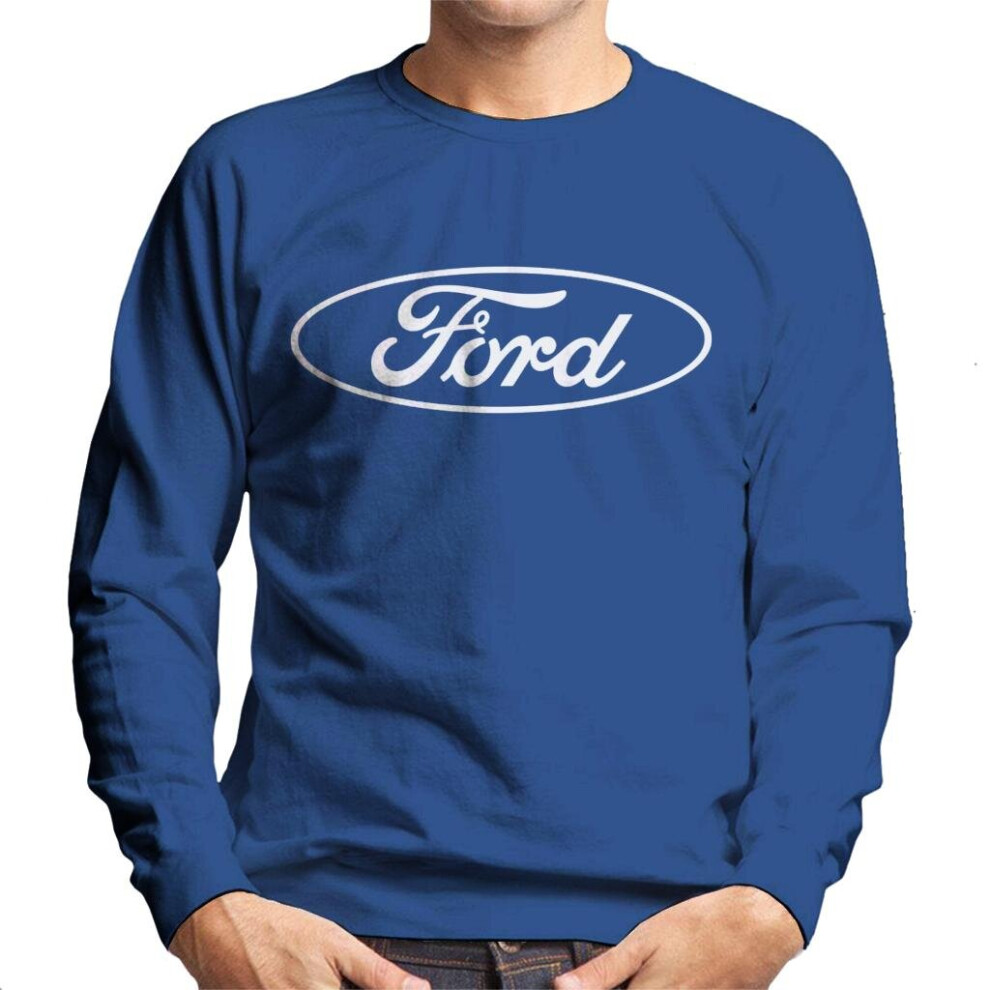 (XL, Royal Blue) Ford Classic White Logo Men's Sweatshirt