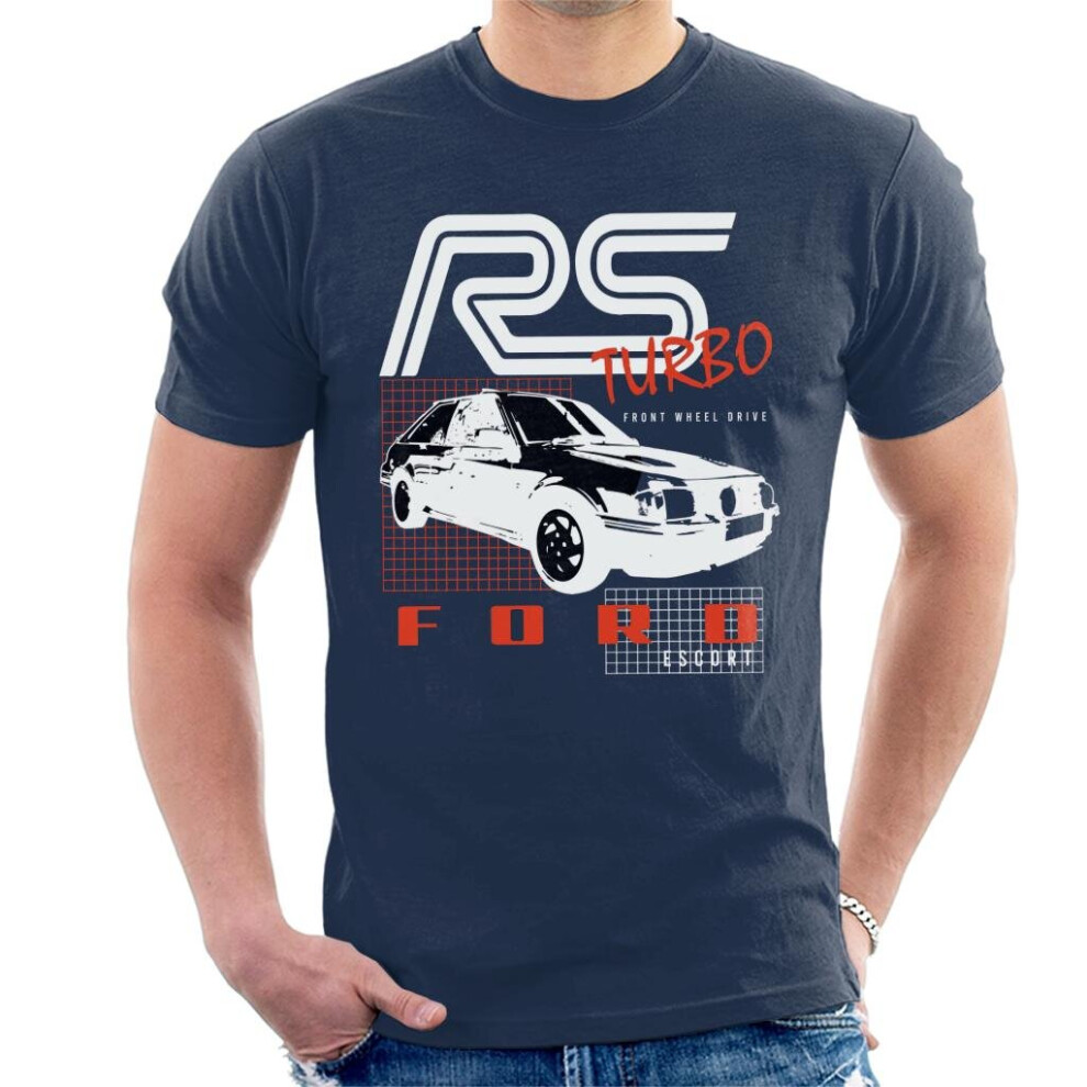 (2XL, Navy Blue) Ford Escort RS Turbo Front Wheel Drive Men's T-Shirt