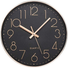 (Black / Rose Gold) Wall Non-Ticking Silent 12 Inch Quartz Decro Modern Clocks
