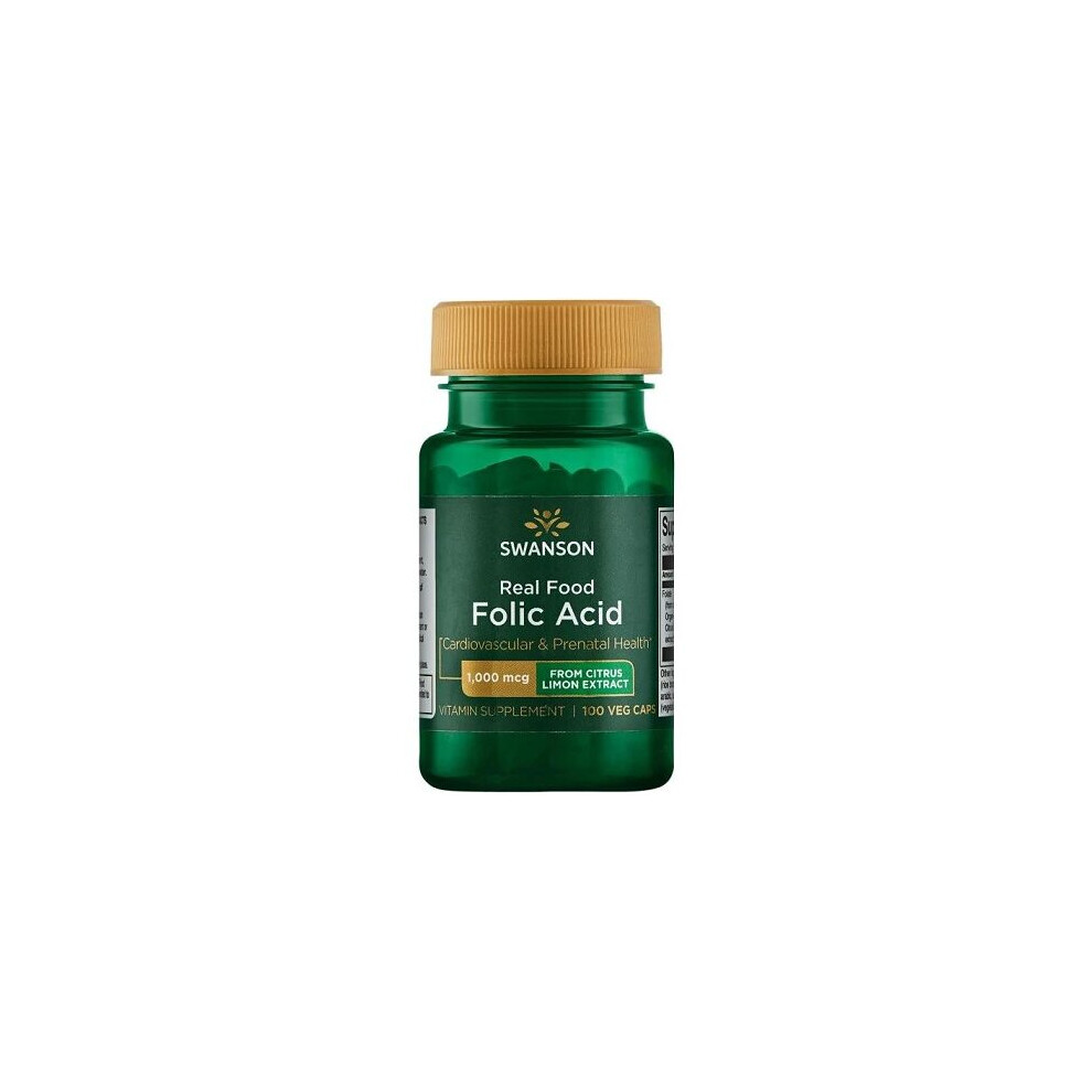 Swanson Real Food Folic Acid, 1000Mcg - 100 Vcaps