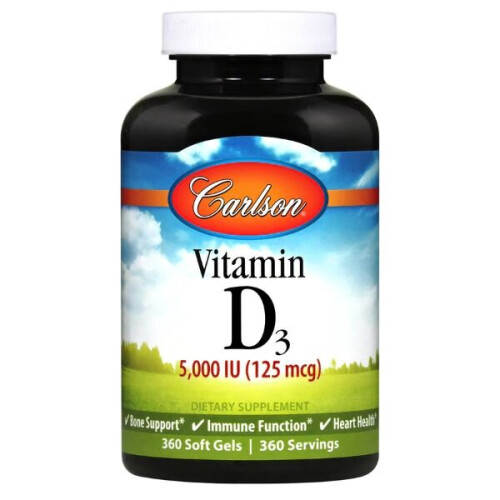 Carlson, Vitamin D3, 125 mcg (5.000 IE), 360 Softgels