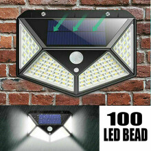 Luz solar de 100 LED con sensor de movimiento PIR para exteriores, luz de pared para jardín, brillante, Reino Unido