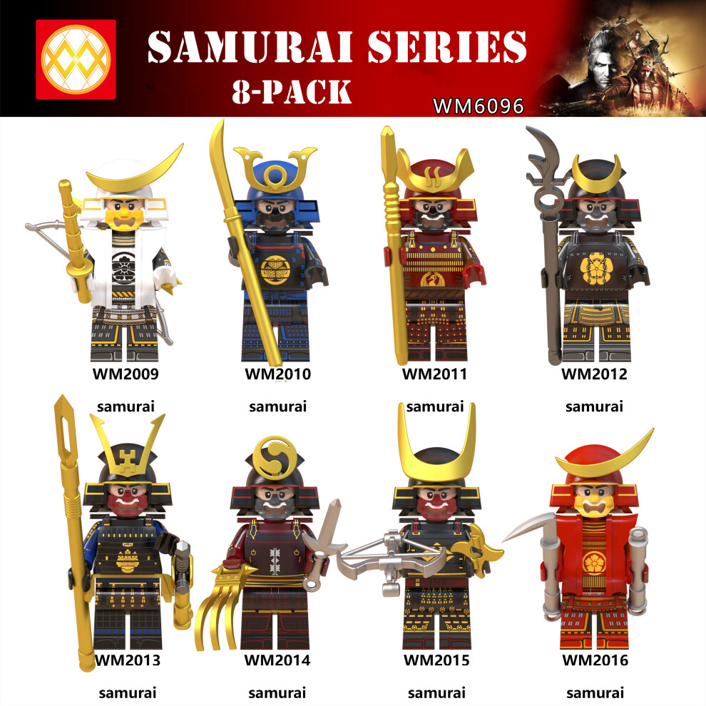 8PCS Warrior Japanese Samurai Building Blocks Custom Emperor Soldier Custom  Mini Figure Ancient History