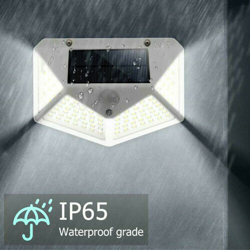 100LED Solar Powered PIR Motion Sensor Wall Lights Security Outdoor Lamp