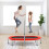 Costway Double Trampoline Foldable Jumping Fitness w/Adjustable Handrail Oval 12
