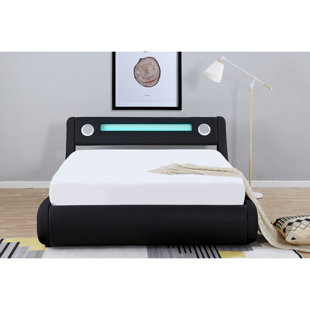 ((Black,King)) Madrid Bluetooth Speaker LED Gas Lift Storage Bed