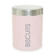 Functional Design Light Pink Biscuit Canister, Chic Design Metal Canister, Durable Stainless Steel Canister